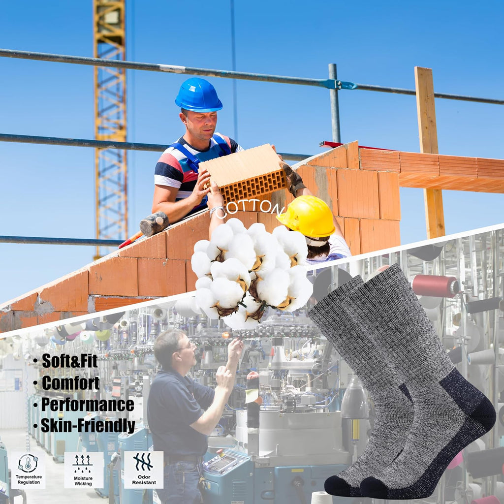 Ortis Cotton Cushion Crew Athletic Socks for Men Work Boot Sports Exercise