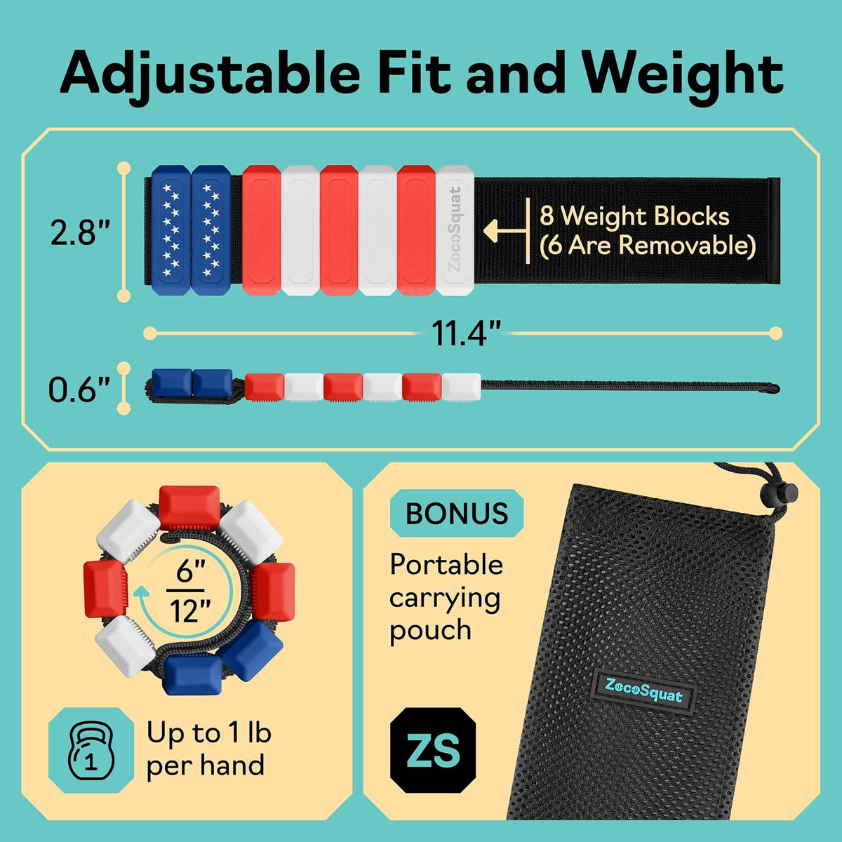 Ankle Weights for Women and Wrist Weights for Women at Home - Arm and Leg Weights, Non-Slip Desig, Set of 2 (1 lb each)