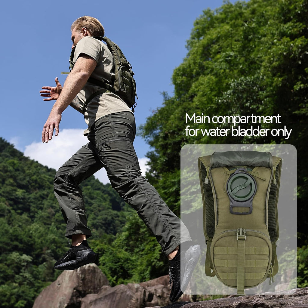 MARCHWAY Tactical Molle Hydration Pack Backpack with 3L TPU Water Bladder, Military Daypack for Cycling, Hiking, Running, Climbing, Hunting, Biking