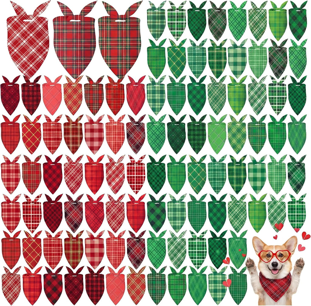 Abbylike 100 Pcs Paw Print Dog Bandanas Bulk, National Dog Day Paw & Bone