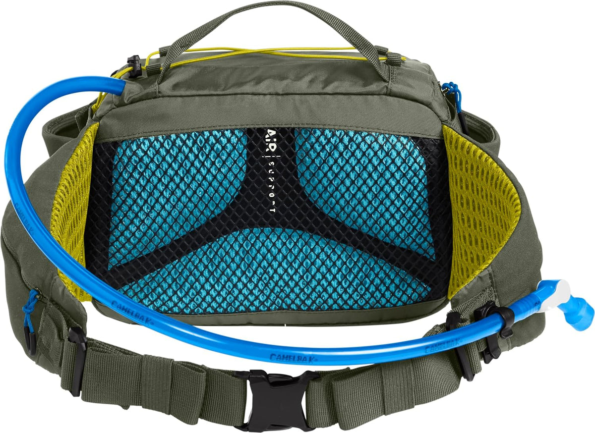 CamelBak M.U.L.E. 5 Hydration Waist Pack with 50oz Lumbar Reservoir, Stable Carry and Smart Storage for Mountain Bike and Gravel Riding, Dusty Olive 2.0