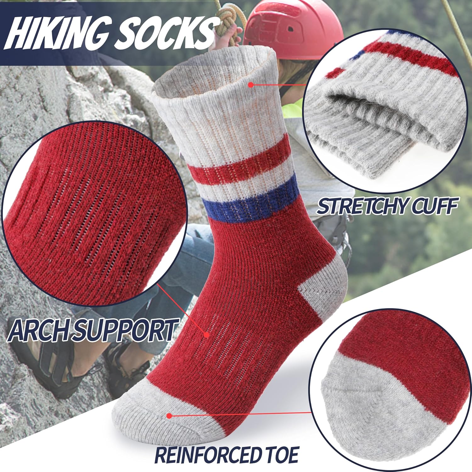 EBMORE Kids Merino Wool Hiking Thermal Winter Socks