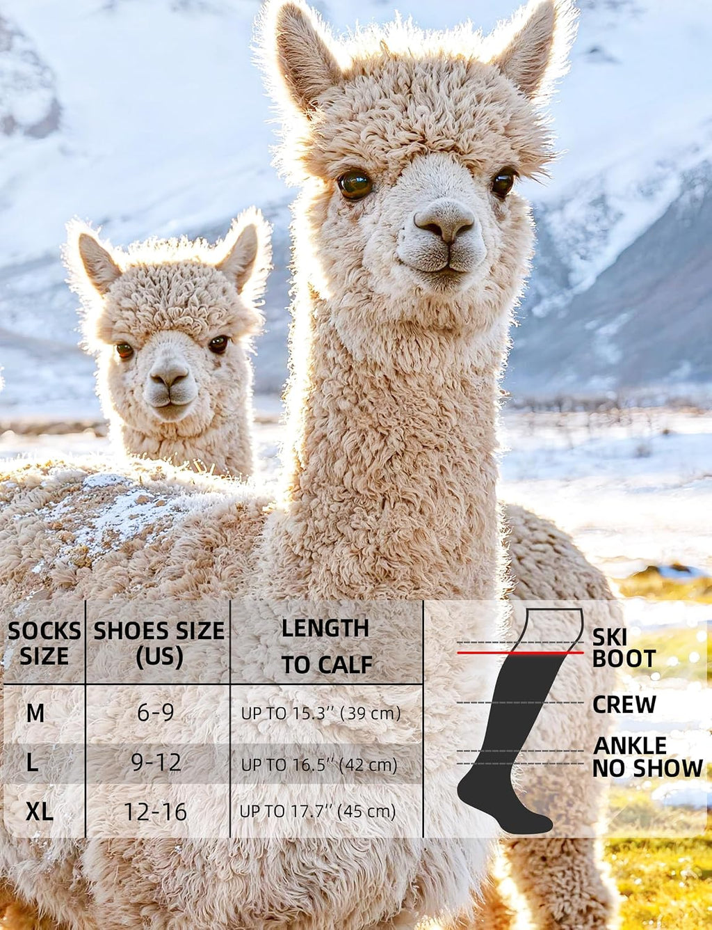 Over-The-Calf Alpaca Wool Boot Socks for Men Women - Thick Thermal Socks for Winter Hiking, Hunting, Moisture Wicking