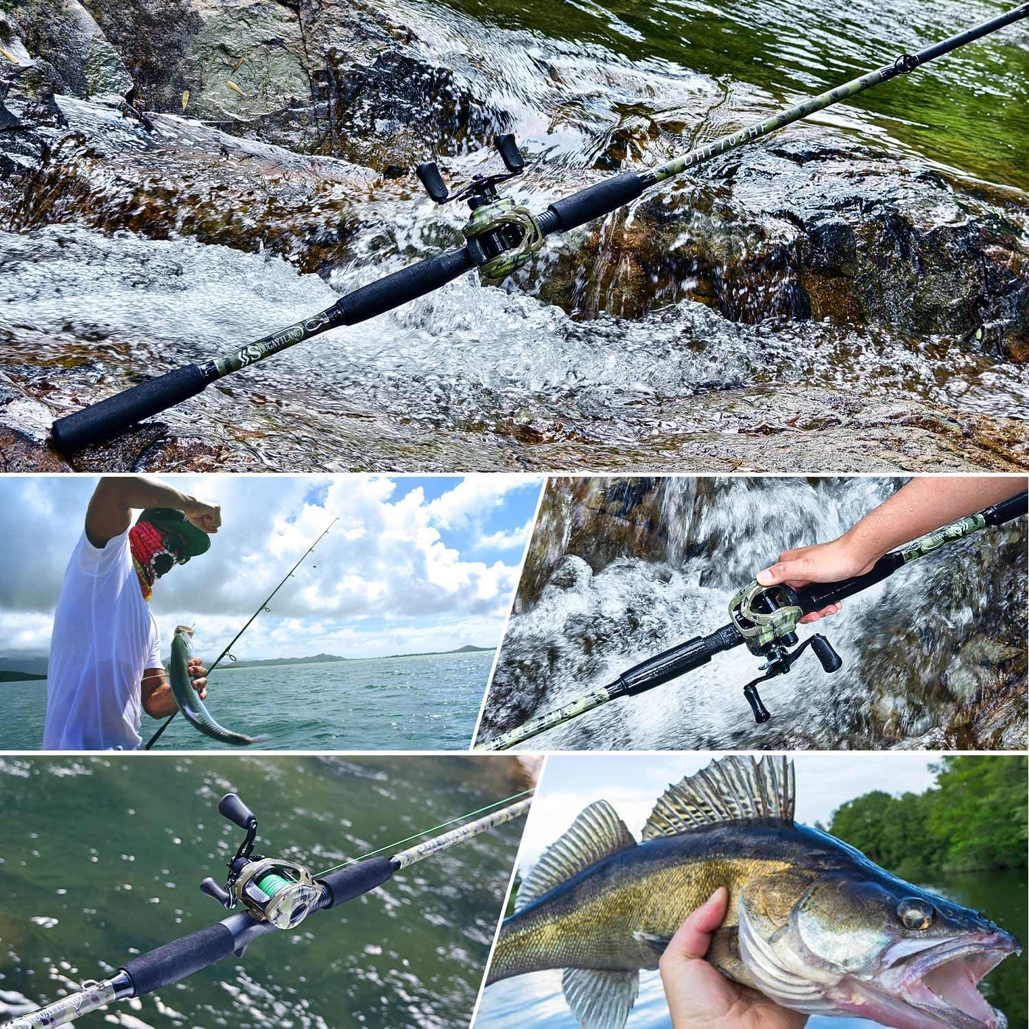 Sougayilang Fishing Pole Casting Reel Combo with Durable Rod Handle, Medium Heavy for Catfish Salmon and Steelhead- 7'0"