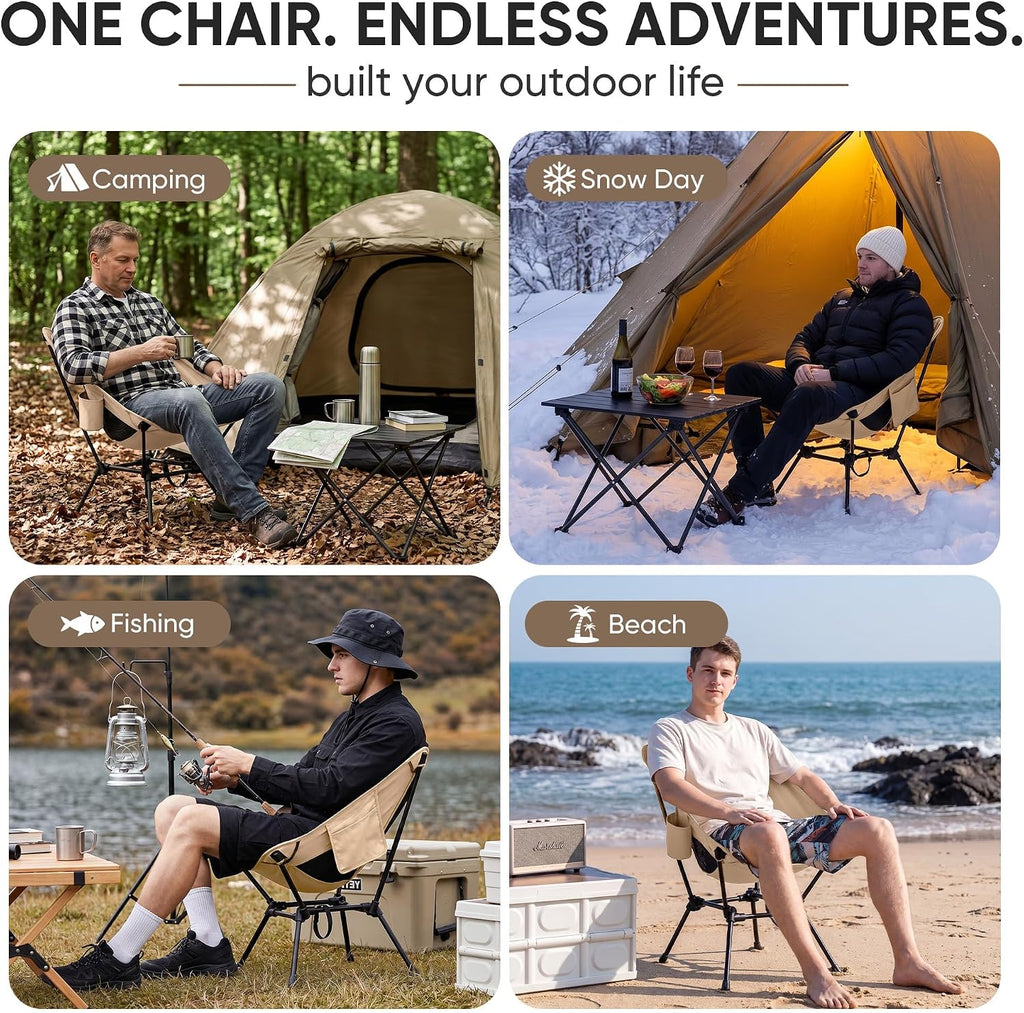 Ultralight Camping Chair for Adults, 3.6 lb Portable Seat, 350 lb Capacity