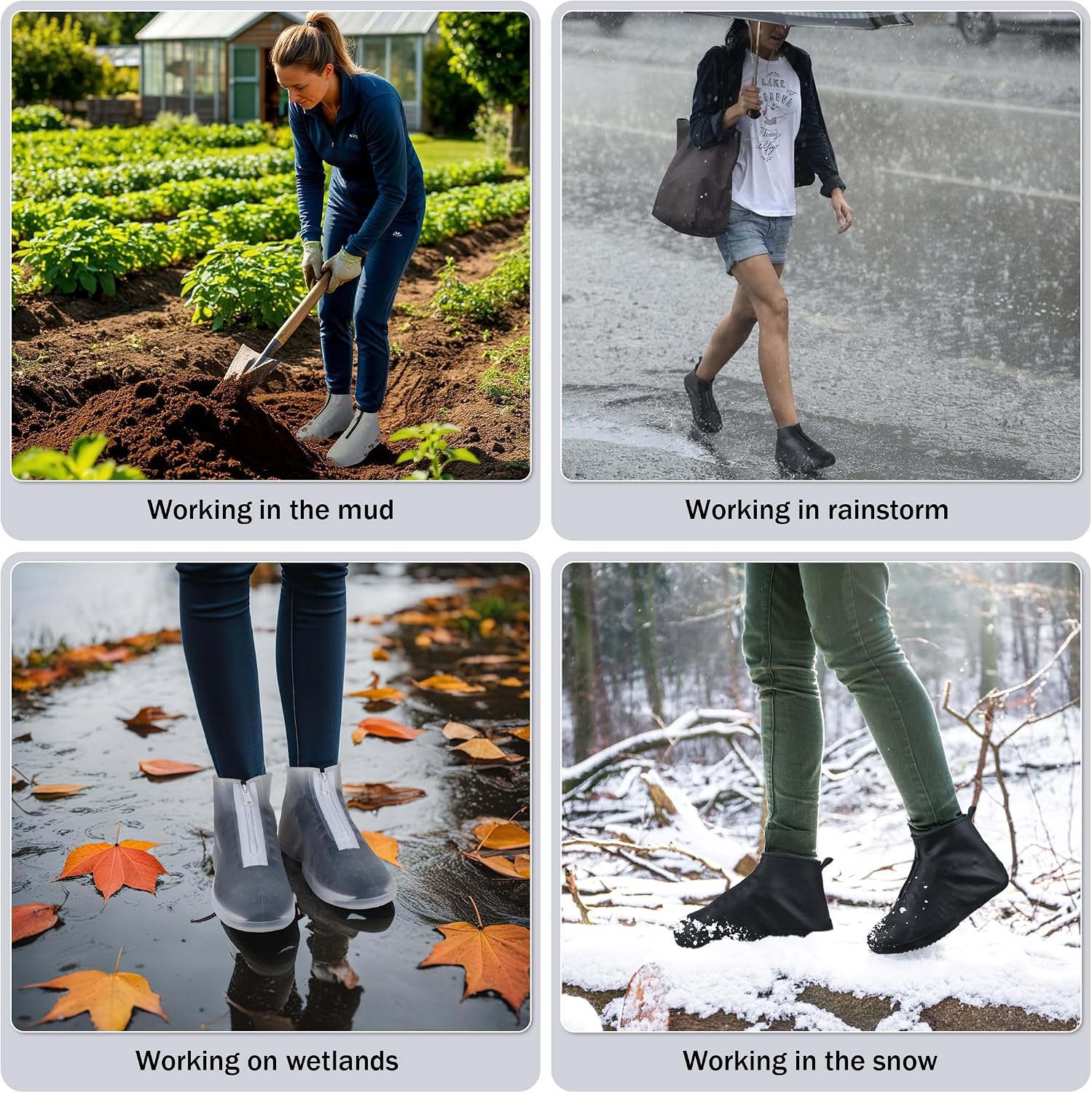 Waterproof Shoe Covers Slip-Resistant Overshoes Newly Upgraded and Latest Model for Men Women, Reusable Rain Boots for Outdoor, Cycling, Hiking, Work (Black, L (Women 8-10.5, Men 7-10))