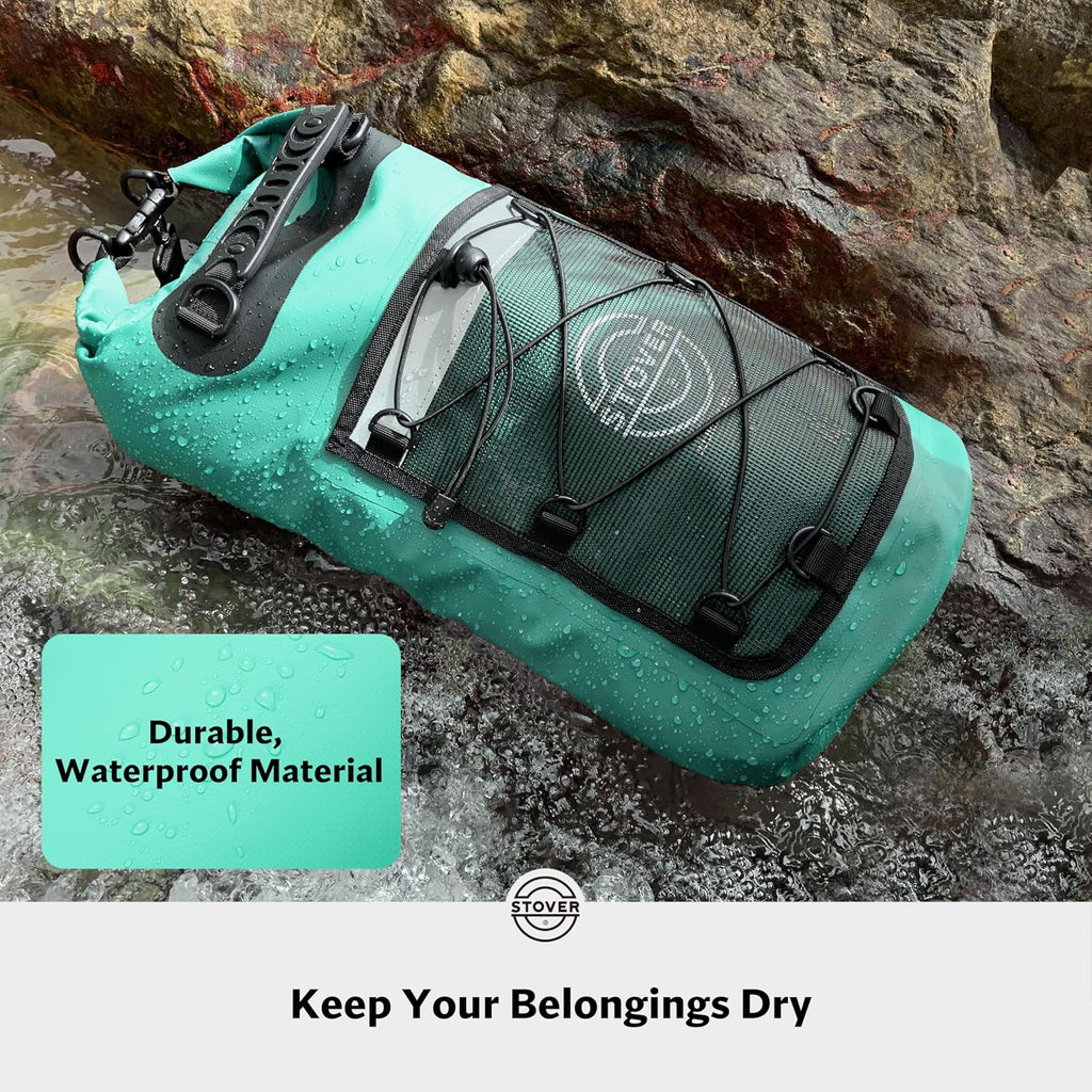 STOVER 5/10/25/30/40L Waterproof Dry Backpack & Phone Case- Large Floating Dry Bag for Kayaking, Travel, Hiking, Fishing, Camping, Motorcycles & Beach, Heavy-Duty Roll Top Men/Women (Teal)