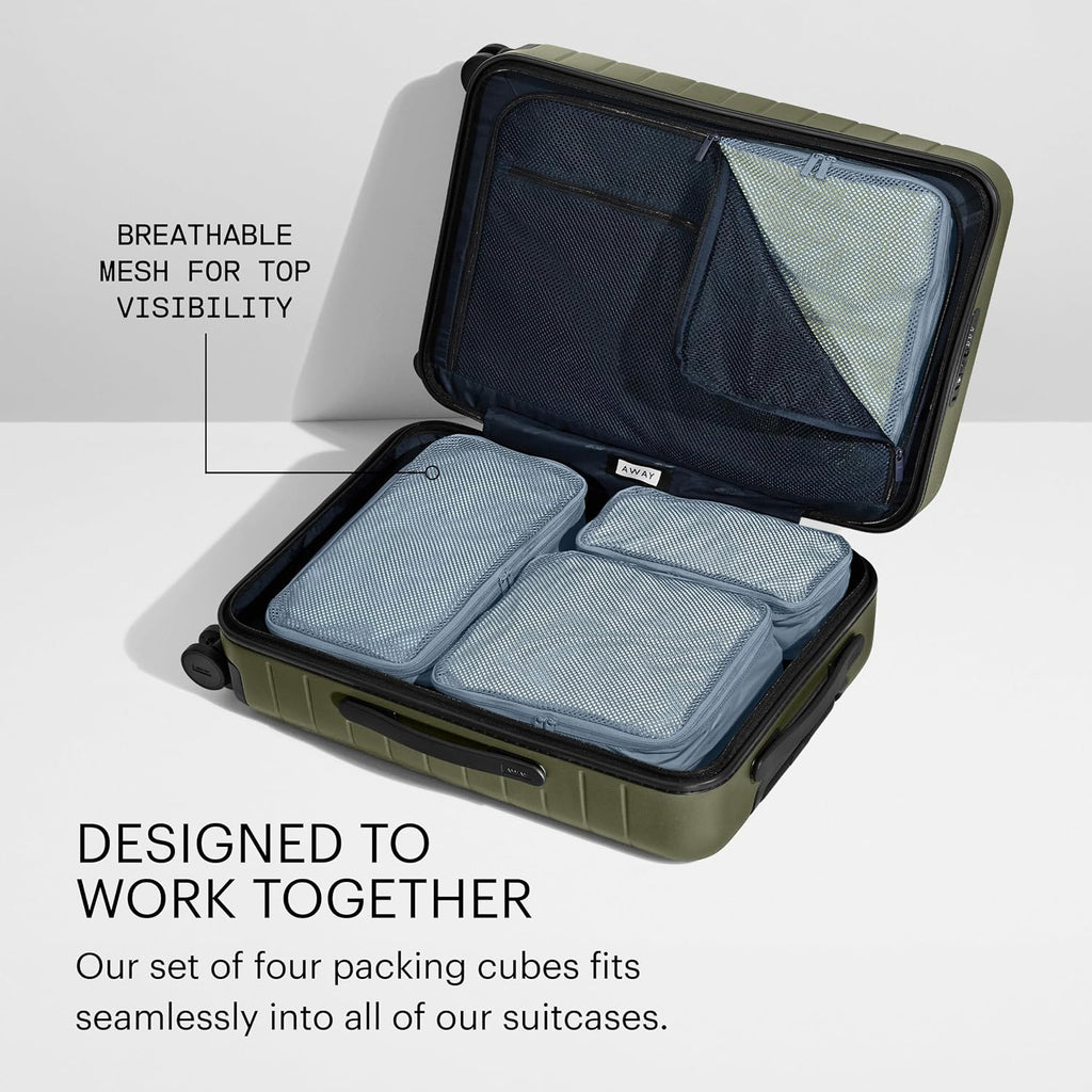 Away Insider Packing Cubes Set of 4, Lightweight Travel Luggage Organizers