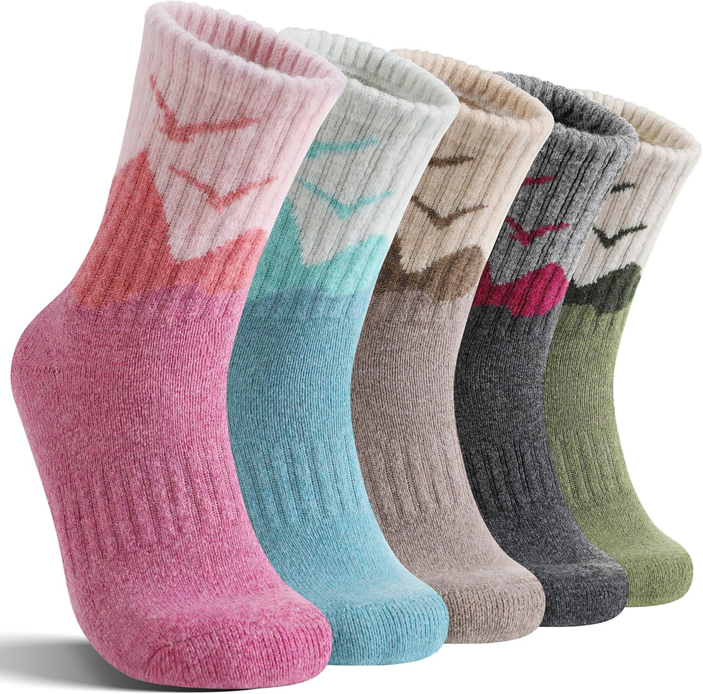 EBMORE 5 Pairs Womens Merino Wool Hiking Socks Thermal Warm Winter Boot Crew Cushion Work Gift Socks
