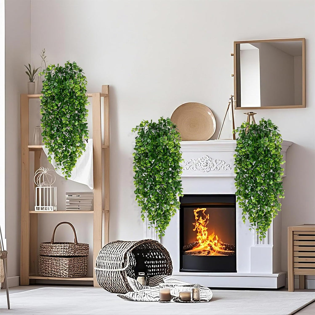Waipfaru 4Pcs Fake Hanging Plants 2.7FT Fake Plants Fake Vines Greenery