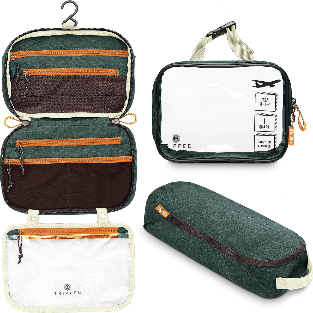 TRIPPED Travel Gear 3-Piece Travel Toiletry Bag Set