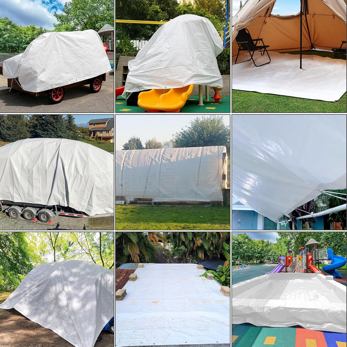 STARPYNG-5 Mil White 8x14 Feet Tarp-LightDuty Waterproof Tarpaulin-Waterproof, UV Resistant, Rip and Tear Resistant, Poly Tarpaulin with Reinforced Edges for Cover