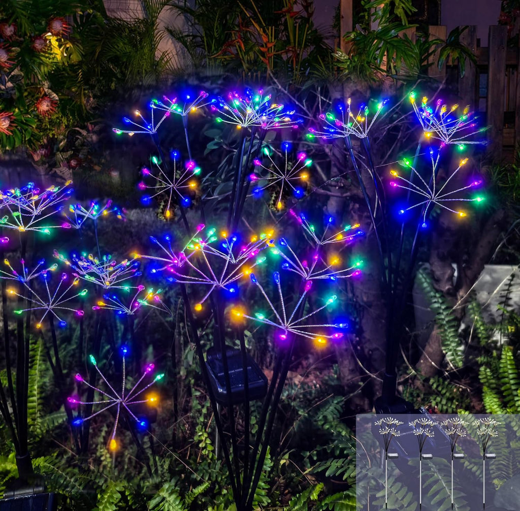 Kwaiffeo Solar Garden Lights Outdoor Waterproof Decorative Solar Lights for Outside 2 Pack with120 LED Swaying Fairy Firework Light Yard Garden Decor, Gifts for Mother's Day Mom Grandma Women