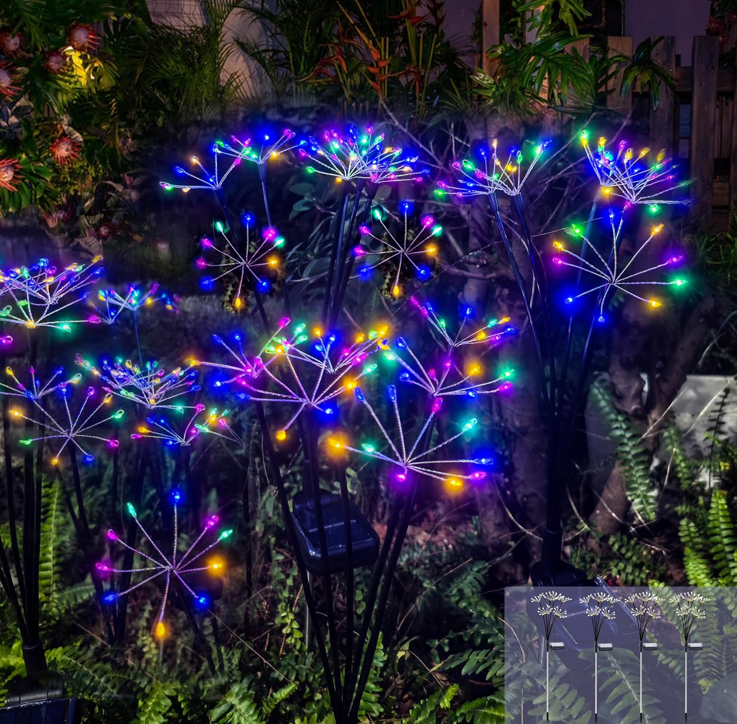 Kwaiffeo Solar Garden Lights Outdoor Waterproof Decorative Solar Lights for Outside 2 Pack with120 LED Swaying Fairy Firework Light Yard Garden Decor, Gifts for Mother's Day Mom Grandma Women