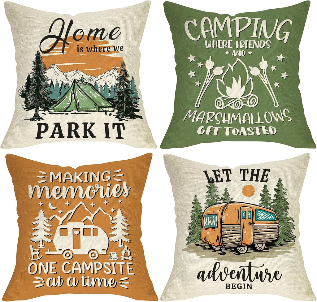 Camper Decorative Throw Pillow Covers 18 x 18 Set of 4