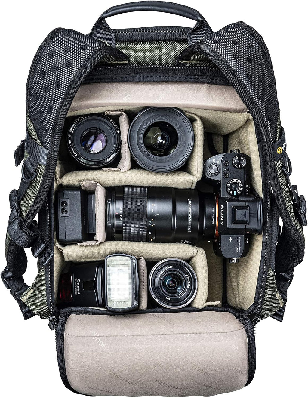VANGUARD VEO Select 37BRM Camera Backpack - Green, Rear Access, Multi-Access, 9.7" Tablet Storage, Tripod Carry