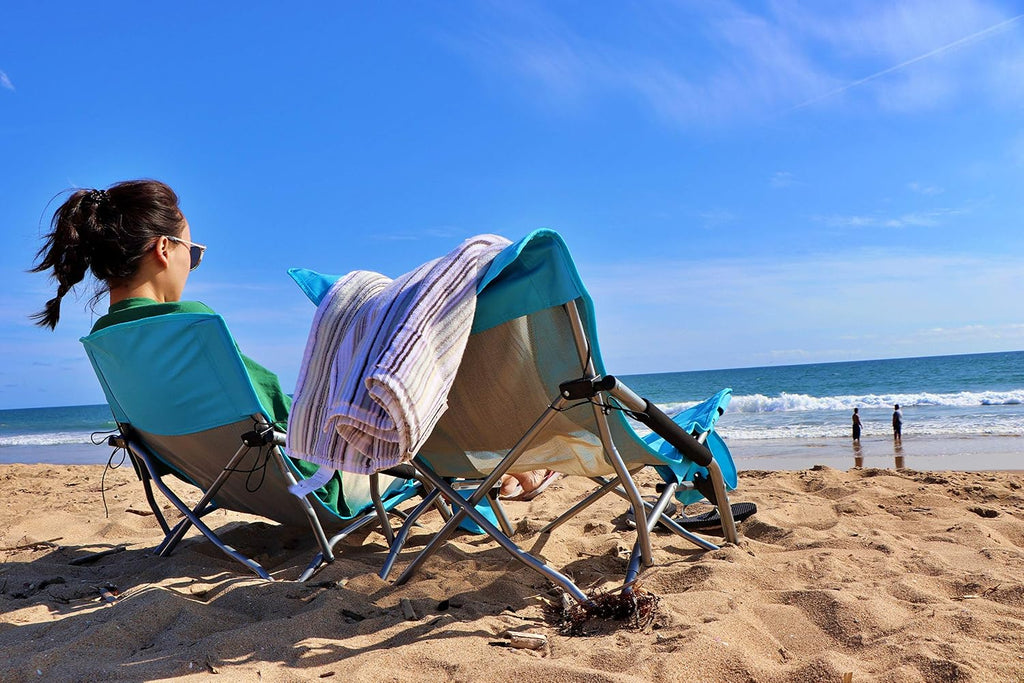 Nice C Low Beach Camping Folding Chair, River Sand Lake Chair (1 Pack Blue)