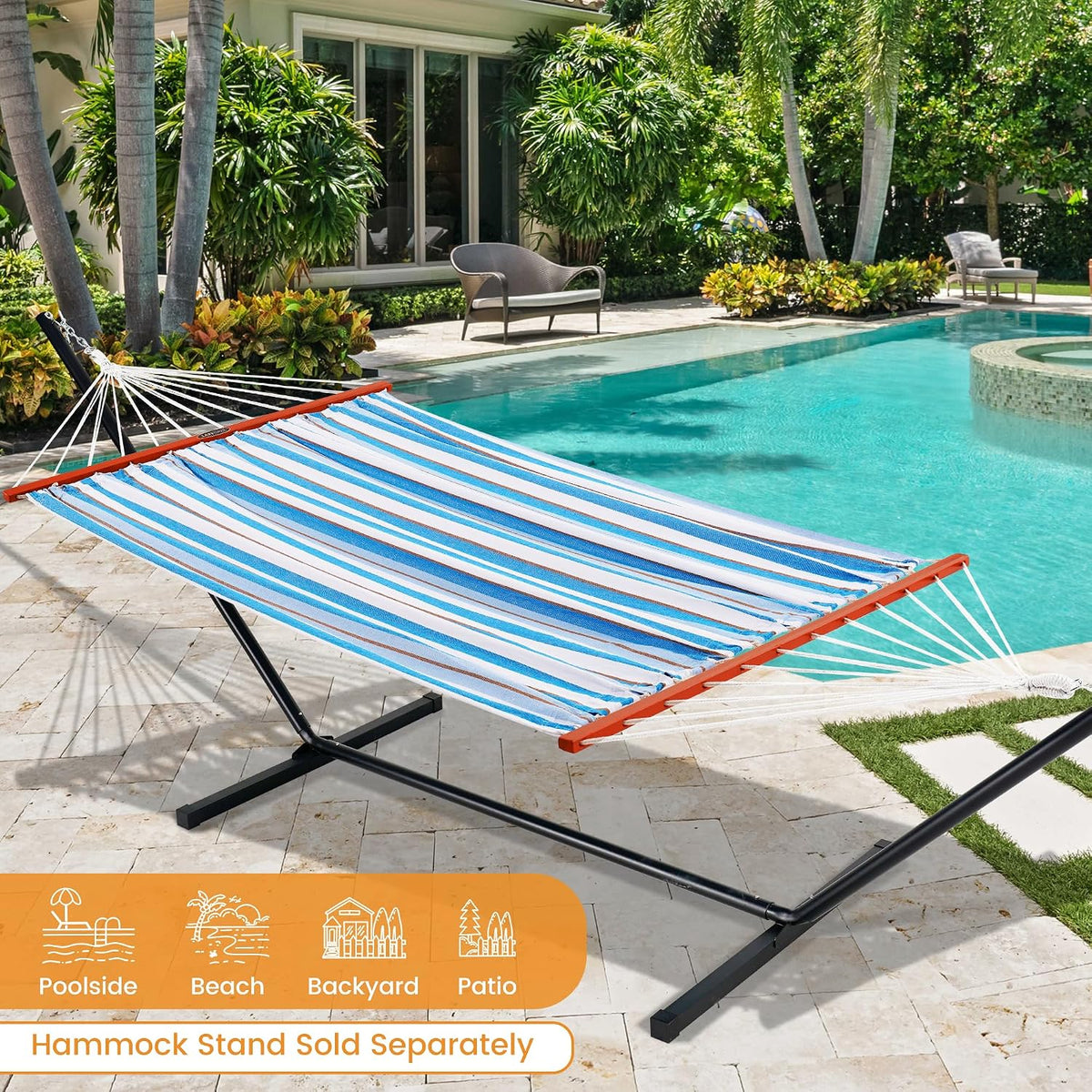 Lazy Daze Cotton Camping Hammock, Double Hammock with 55" Spreader Bar