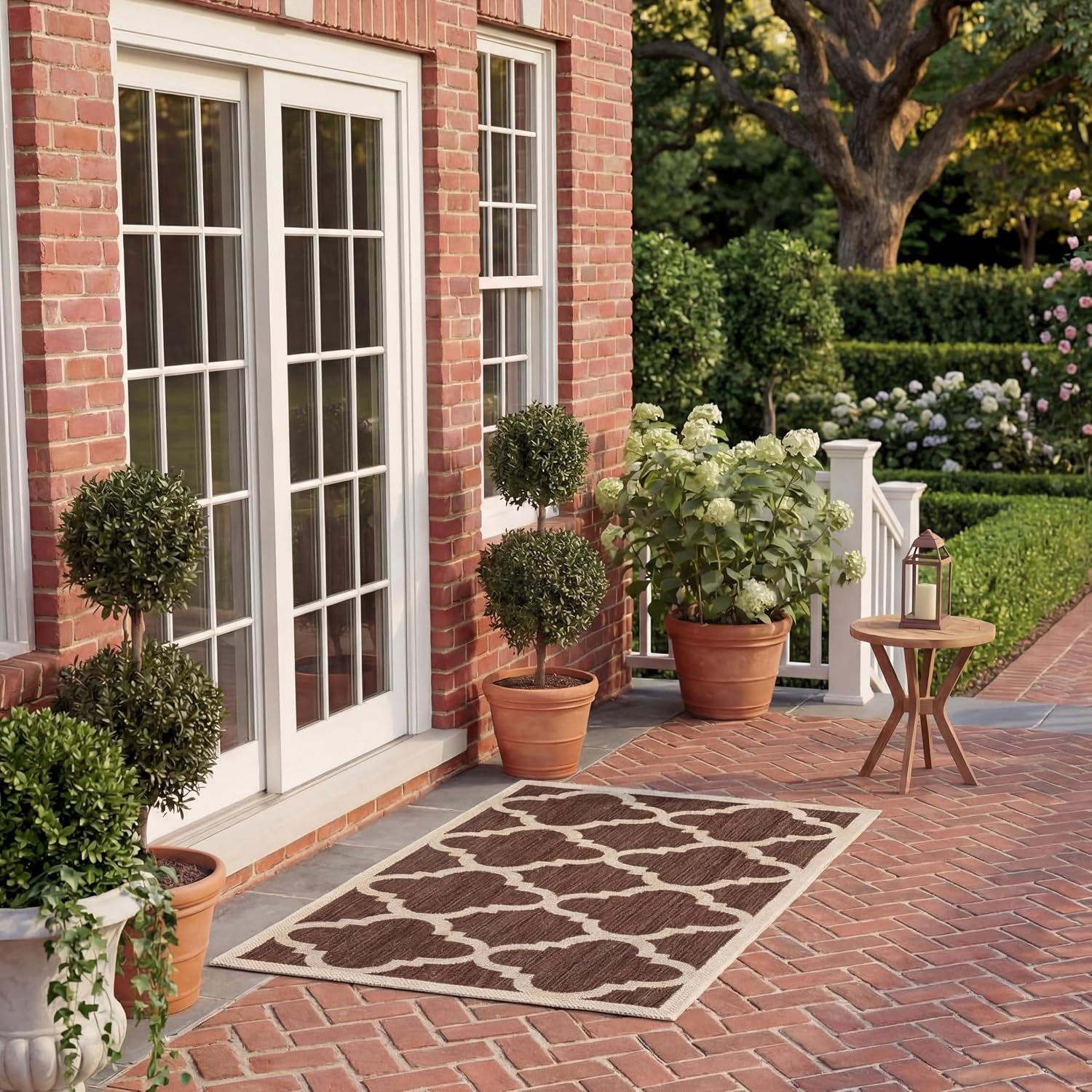 SAFAVIEH Washable Rug Outdoor Courtyard Collection - 2' x 3'7", Dark Brown, Non-Shedding & Easy Cleaning, Ideal for Patio, Front Door, Entryway, Doormat (CY6243-204)