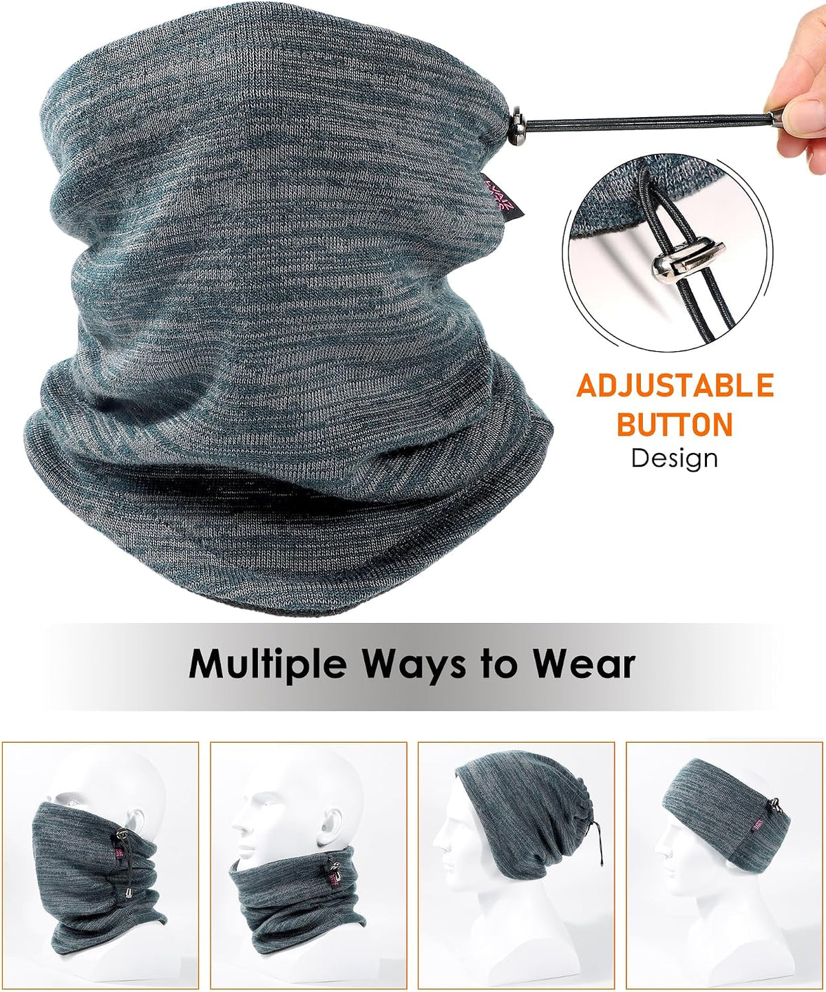 Winter Beanie Hat Scarf Set for Men Women Fleece Lined Warm Windproof Ski