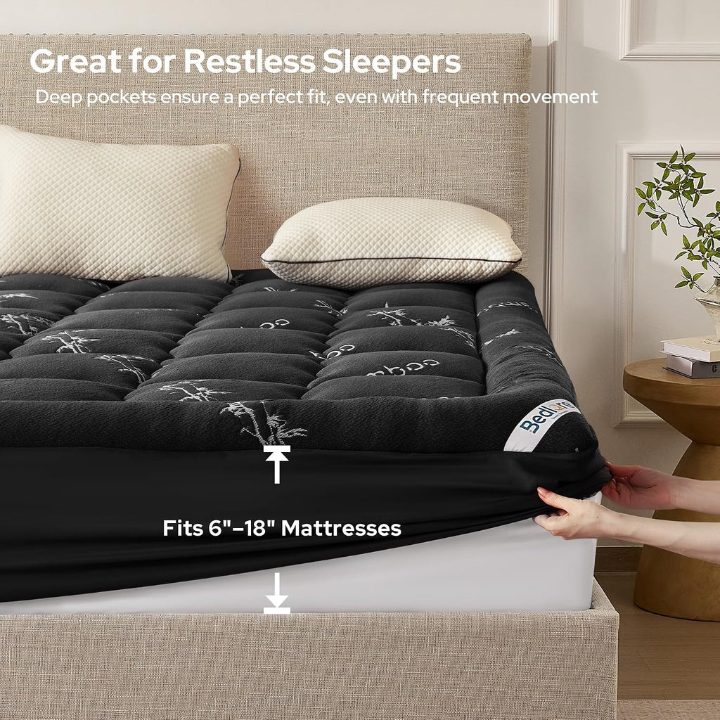 BEDLORE Queen Mattress Topper , Thick Pillow Top Mattress Pad