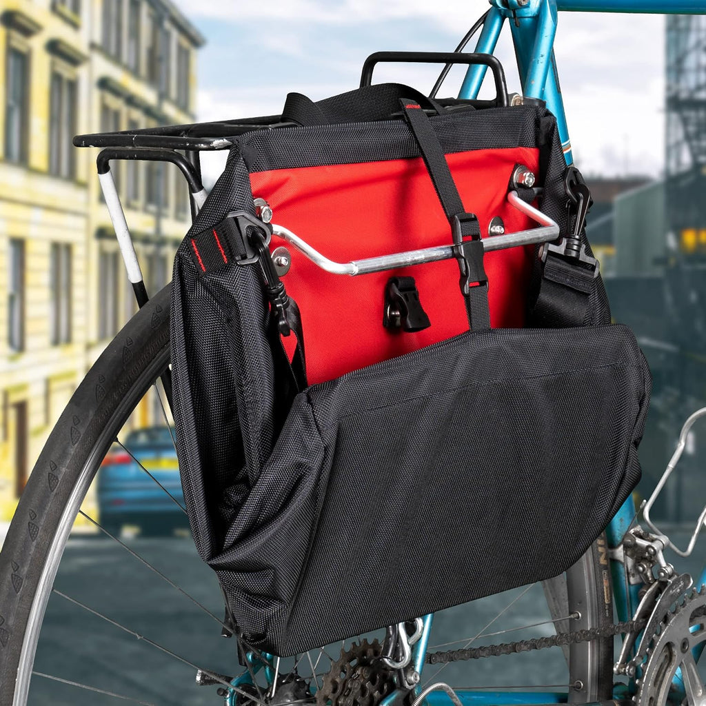 Metro Basket Pannier - Tear Resistant - Industrial Grade Ballistic Nylon - Pannier for Bicycle, Single Side with Shoulder Strap, Adjustable Top Hooks
