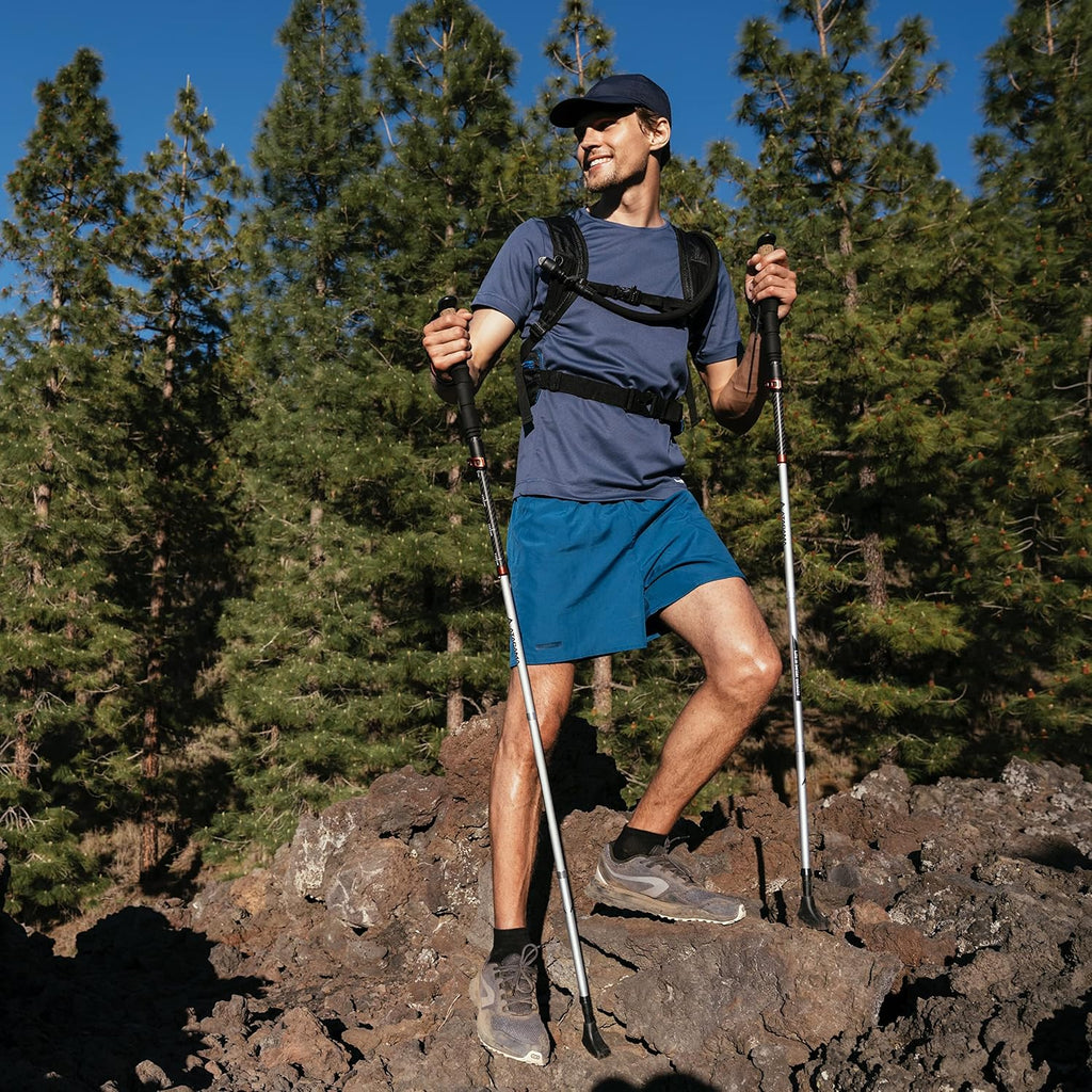 ATACAMA Lightweight Foldable Carbon and Aluminum 7075 Collapsible Hiking Sticks with Cork Handle - Hiking Poles Telescopic Trekking Poles Folding Walking Sticks For Hiking Accessories Nordic Walking Poles