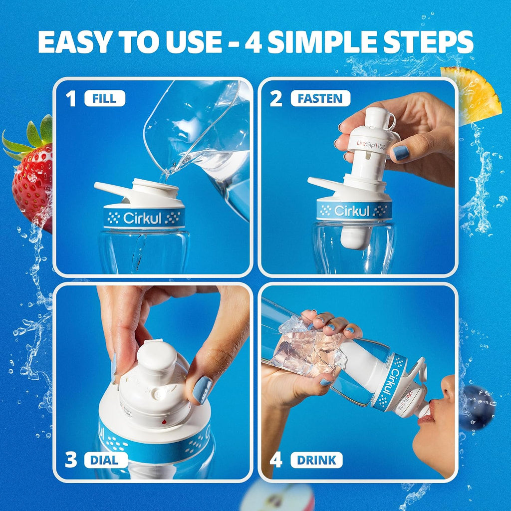 Cirkul 32oz Clear Plastic Bottle with 2 No Sugar, 0 Cal Flavored Water Sips