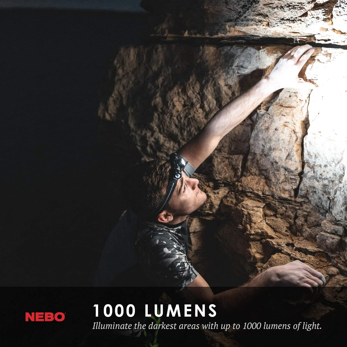 NEBO Transcend Rechargeable Headlamp | 1000 Lumens, 5 Light Modes, Detachable Magnetic Work Light, Water Resistant, Bright LED Headlight for Hiking & Camping, Includes USB Charging Cable