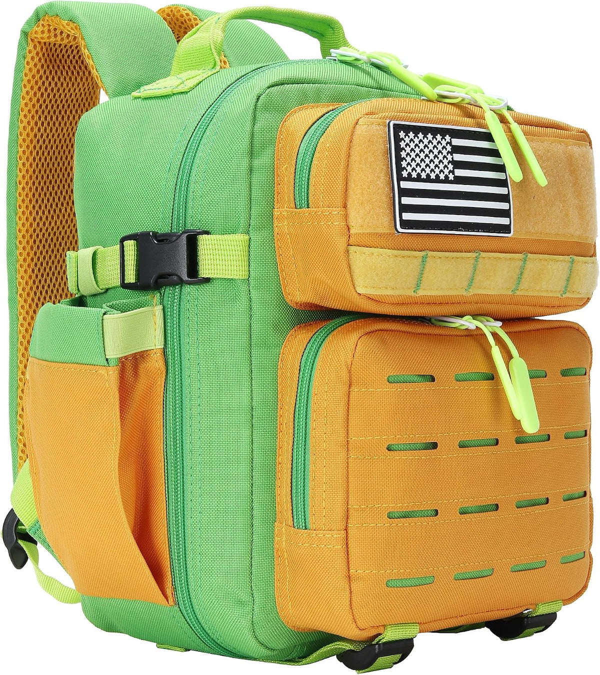 9L Mini Tactical Backpack for Men and Women Tactical Backpack Small for Hiking Small Tactical Bag (Orange&Green)