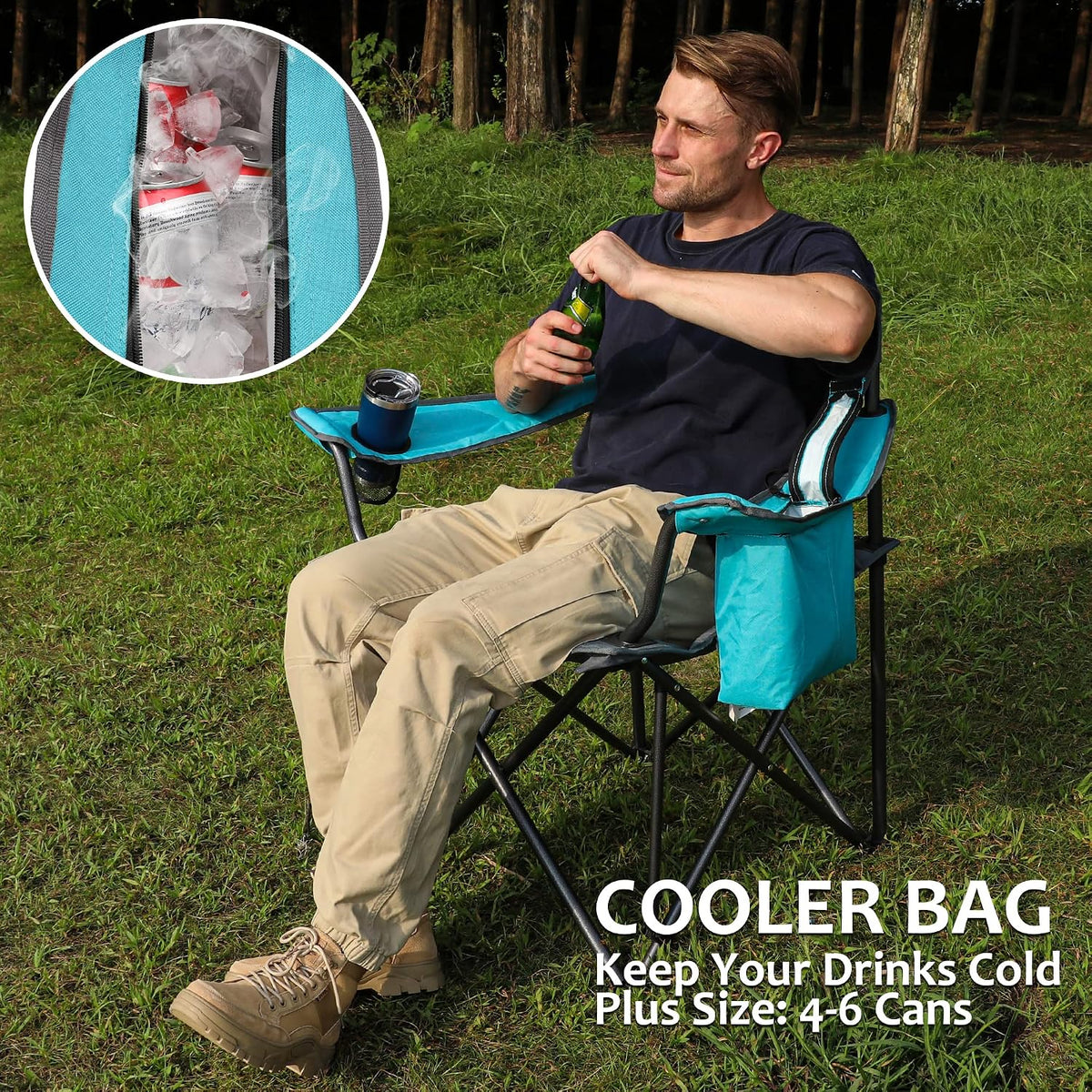 VILLEY Oversized Folding Camping Chair, Portable Outdoor Seat