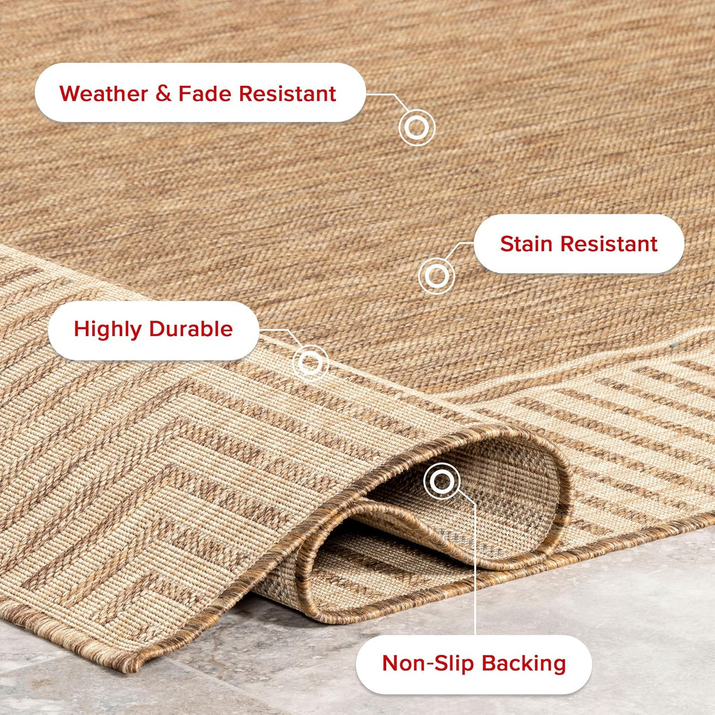 nuLOOM Asha Light Brown Bordered Indoor/Outdoor Area Rug, 8' x 10'
