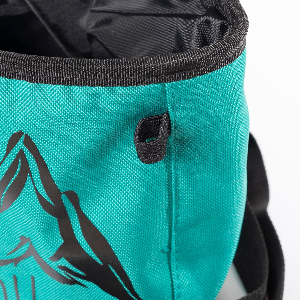 Chalk Bag for Rock Climbing – Chalk Pouch with Zippered Pocket, Brush Holder, Fleece Lining & Drawstring Closure – Turquoise Bag