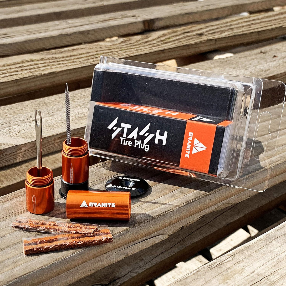 Granite Stash Tubeless Flat Tire Repair Kit (Orange)
