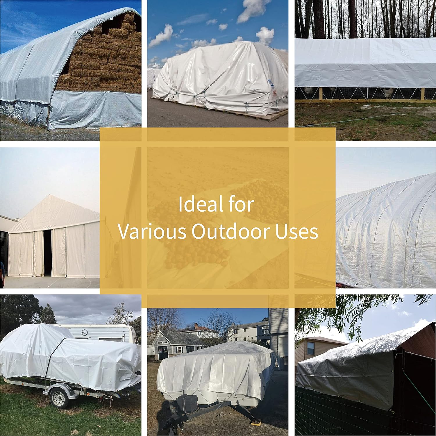 GUARD SHIELD Tarps Heavy Duty Waterproof 12x12 Feet White Poly Tarp Cover Square Outdoor Thick UV Resistant Tarpaulin with Grommets 10mil (2-Pack)