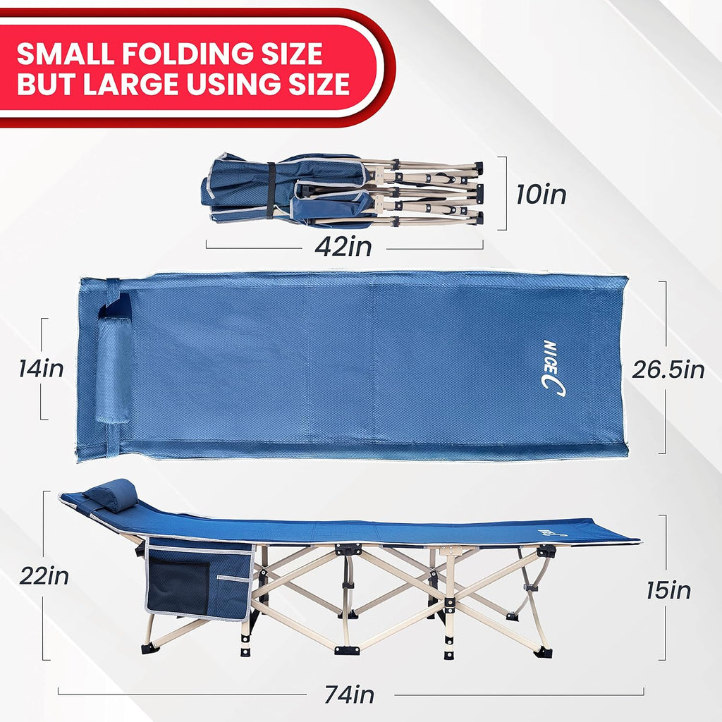 Nice C Camping Cot for Adults, Folding Camping Cot (2 Pack, Grey)