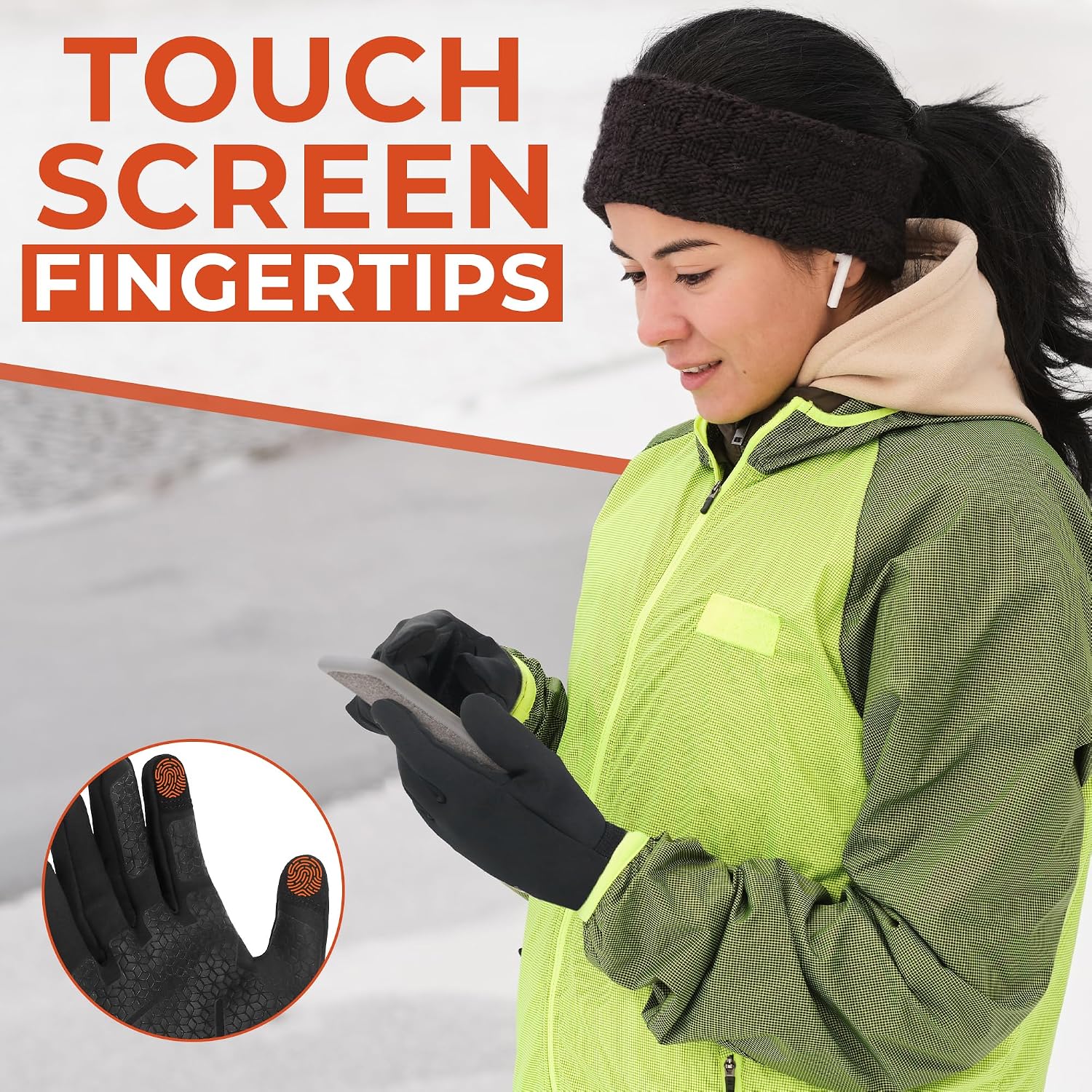 HANDLANDY Lightweight Running Gloves for Women & Men, Touchscreen Gloves with Fleece Lining & Anti-Slip Grip for Cycling, Biking, Commuting & as a Ski Glove Liner