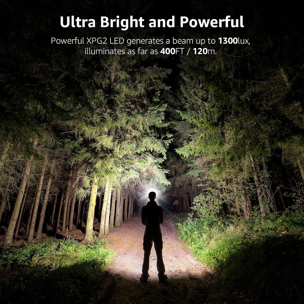 Lepro Headlamp Battery Powered Waterproof LED Headlight 2 Pack - Blue