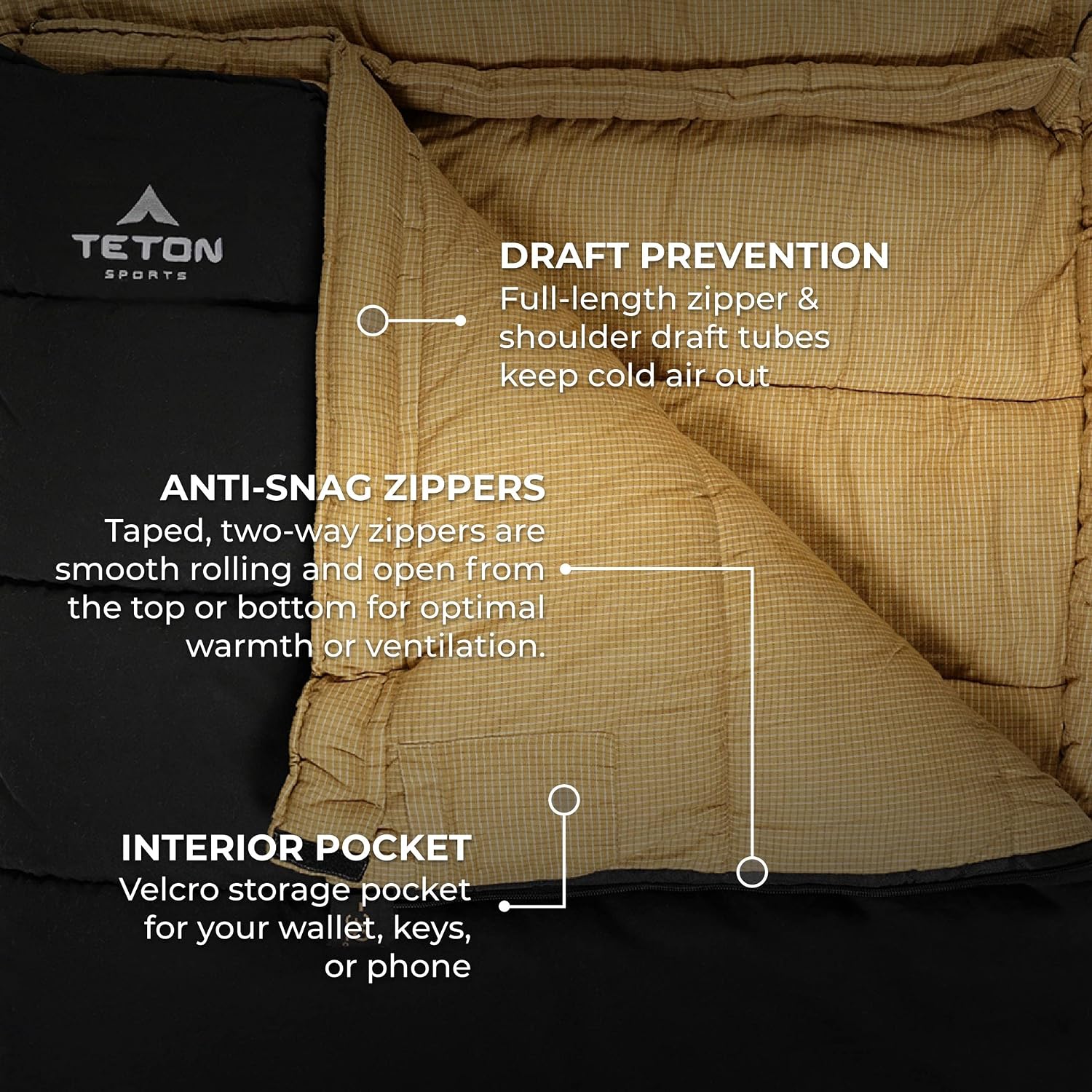 TETON Sports Deer Hunter Sleeping Bag, Warm and Comfortable Camping Sleeping Bag, Teton Tough Canvas Shell for Camping, Hunting, and Cold Weather