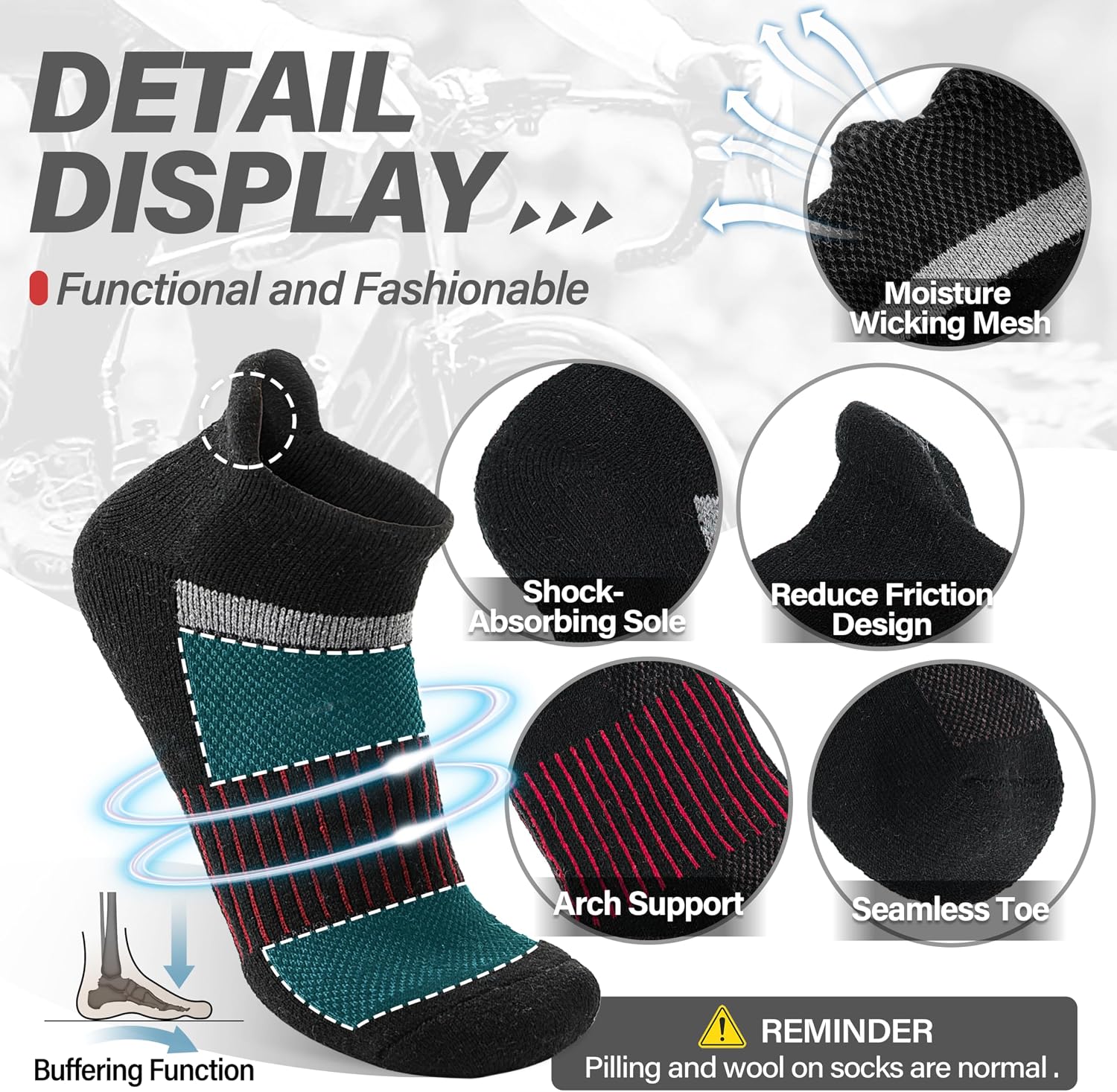Anlisim Merino Wool Ankle Running Hiking Socks for Women and Men