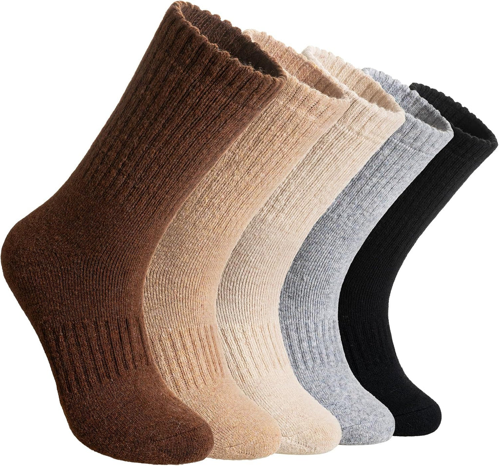 DoSmart Womens Merino Wool Hiking Socks Thermal Warm Walking Boot Winter Crew Cushion Work Socks 5 Pairs