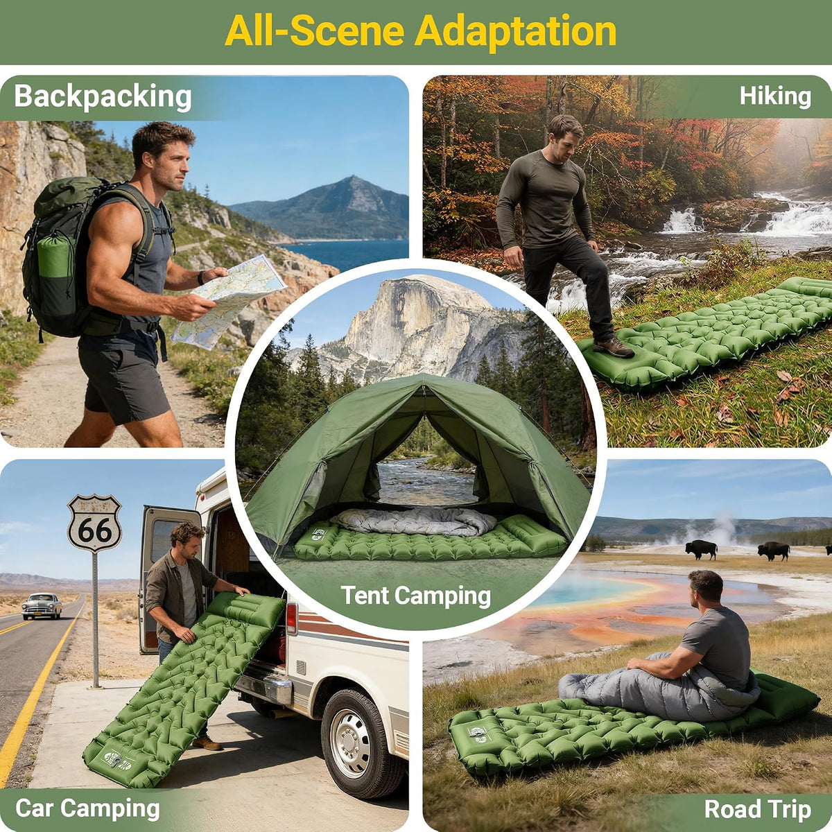 4in Backpacking Camping Sleeping Pad with Foot Pump