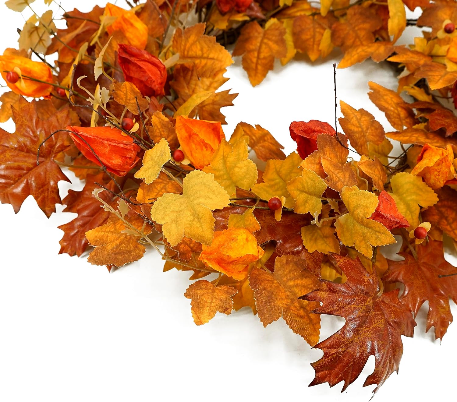 22 inch Artificial Fall Wreath Maple Leaf Wreath for Front Door Home Decor
