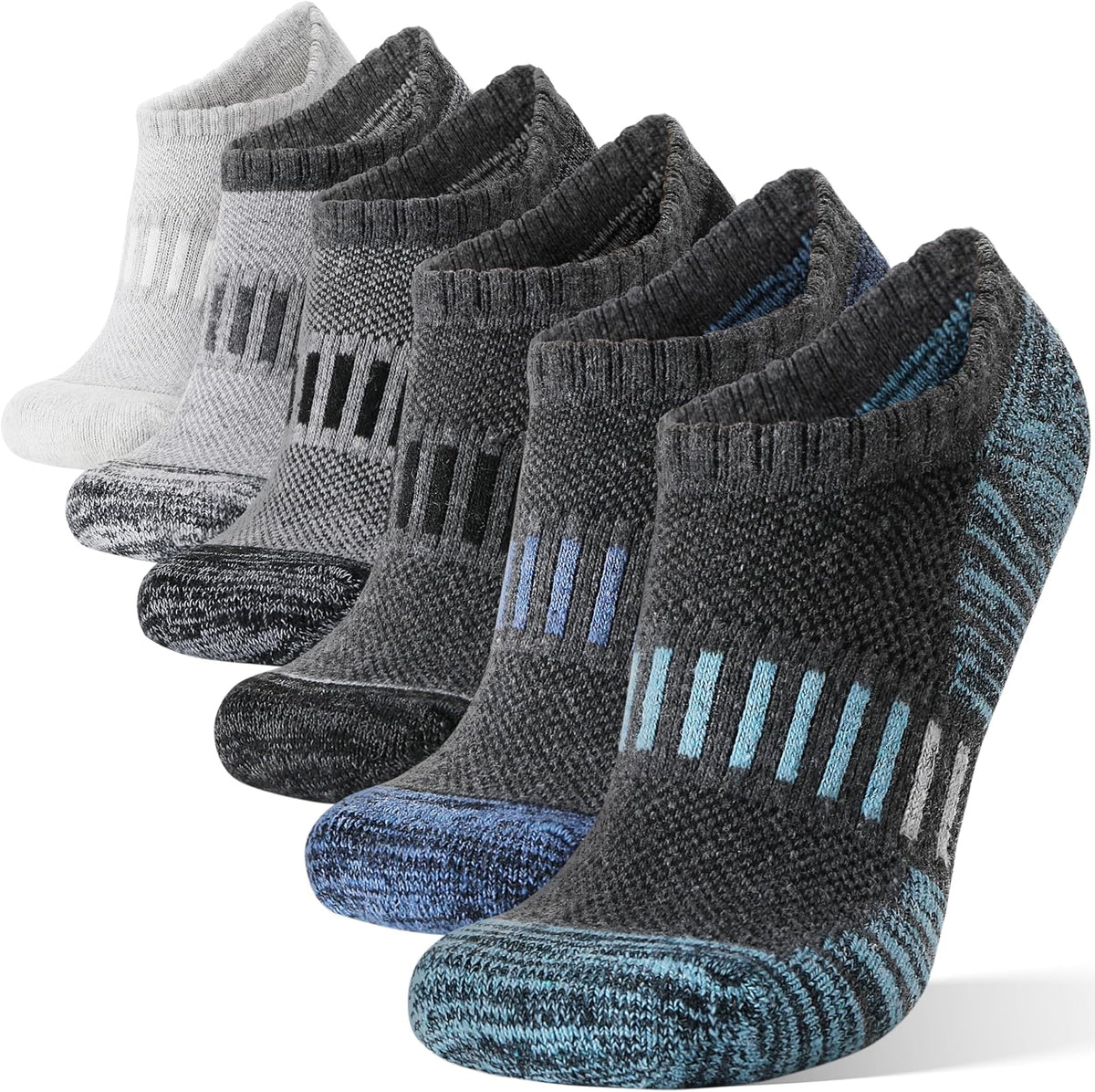 Merino Wool Ankle Athletic Running No Show Socks Cushioned Breathable Sports Warm Thick Socks for Men and Women 6 Pairs