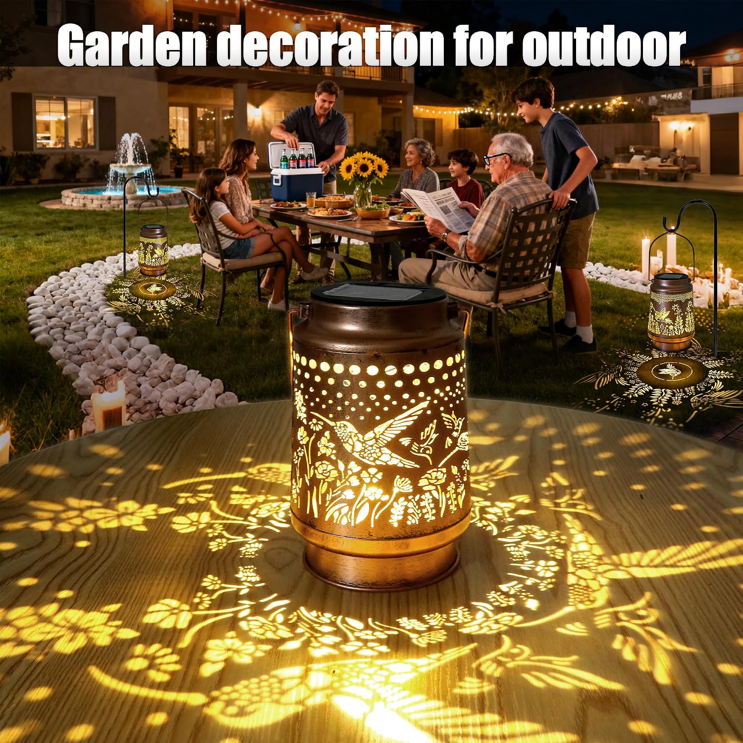 2 Pack Hummingbird Solar Lantern - Hummingbird Solar Lights for Outside, Patio, Backyard, and Porch - Waterproof Hanging Lantern for Outside - Perfect Gifts for Women