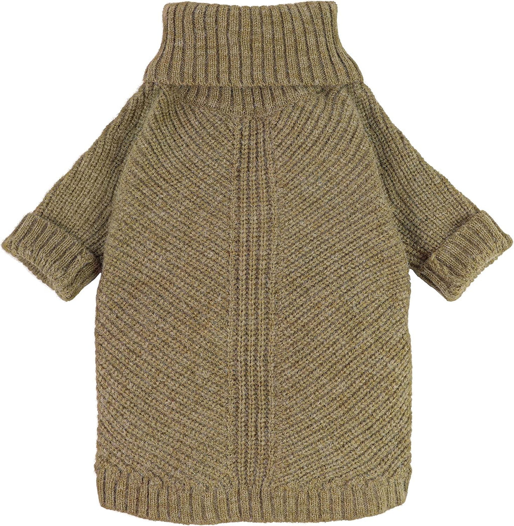 Fitwarm Thermal Knitted Dog Sweater Doggy Winter Coat Pet Clothes Doggie Turtleneck Jacket Puppy Outfits Cat Sweatsuit Sage Green Medium