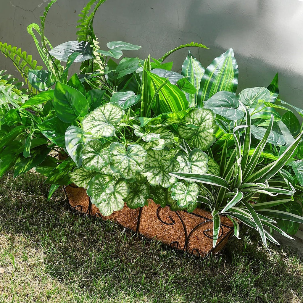 Starttag Artificial Bunches Greenery Plants Fake Plastic Leaves with Stems UV Resistant Outside Faux Plants Bushes for Outdoor Patio Garden Front Porch Yard Decor