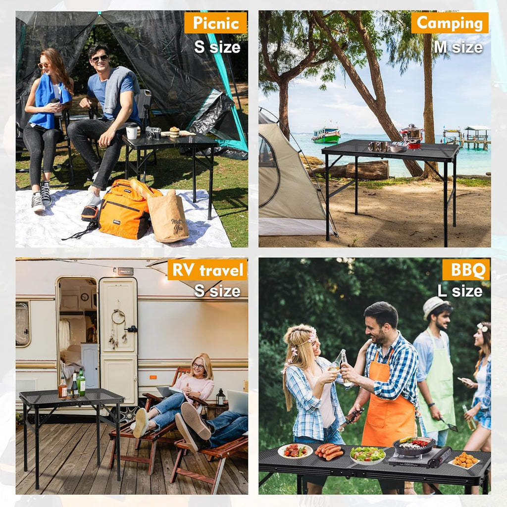 GREGIN Folding Camping Grill Table, Outdoor Metal Table. Foldable, Portable