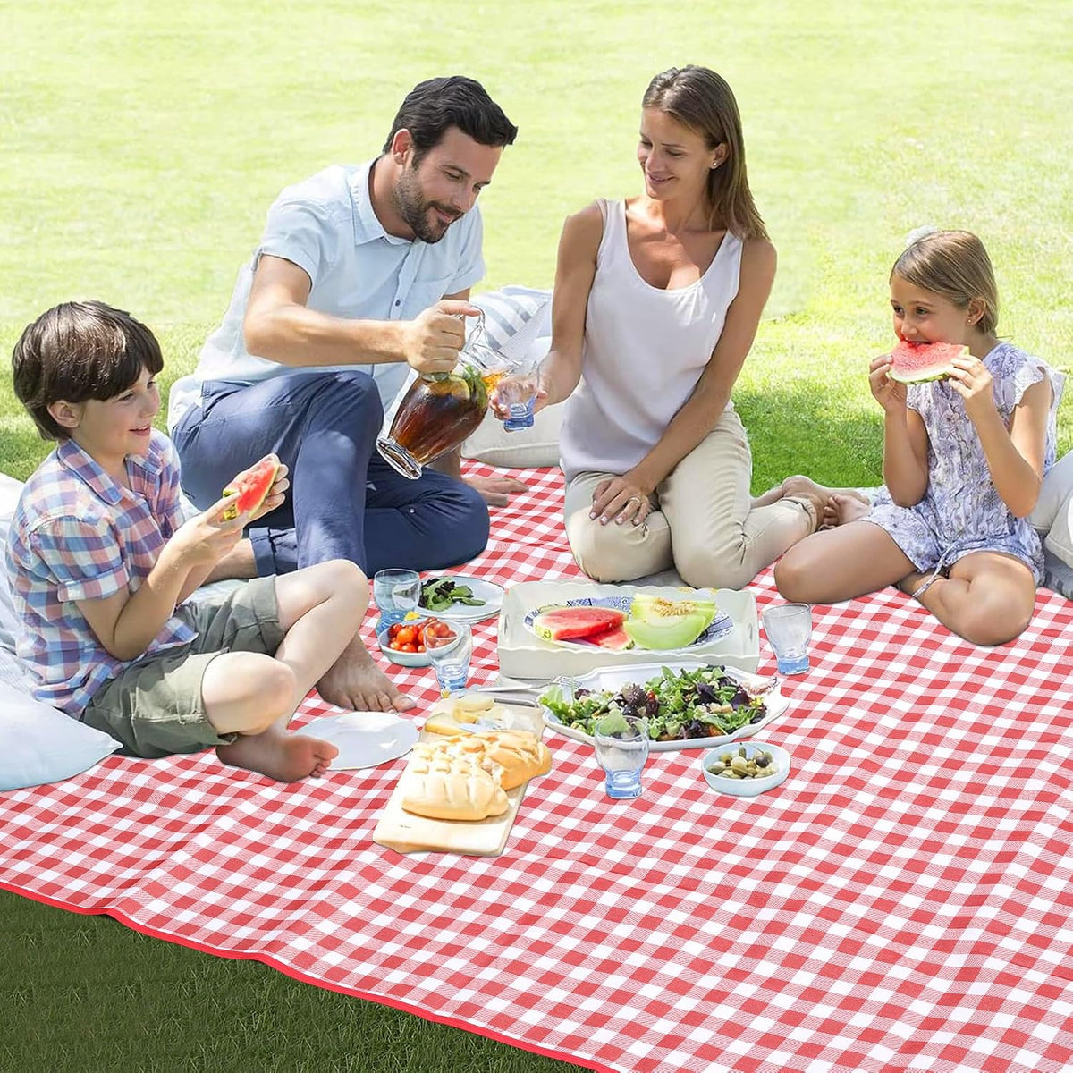 HX&OD Outdoor Picnic Blanket 80"X80" Picnic Mat Extra Large Camping Blanket Beach Blanket Foldable Waterproof Sand Mat Hiking Travel Family Concerts(Red)