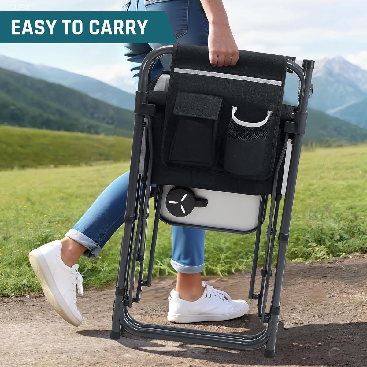 DMH OUTDOORS Camping Directors Chair with Side Table & Breeze Mesh Backrest